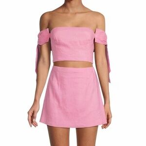 Gianni Bini Venita Aspen Dillards pink linen set with bow sleeves